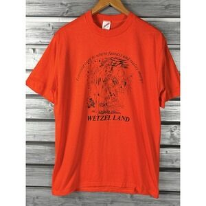 Vtg 90s Jerzees Wetzel T-Shirt Men L/M Harley Davidson #1 Biker Motorcycle Eagle